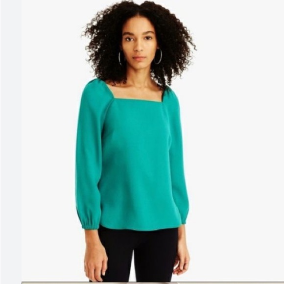 J.Crew Green Square Neck Blouse - Picture 1 of 6